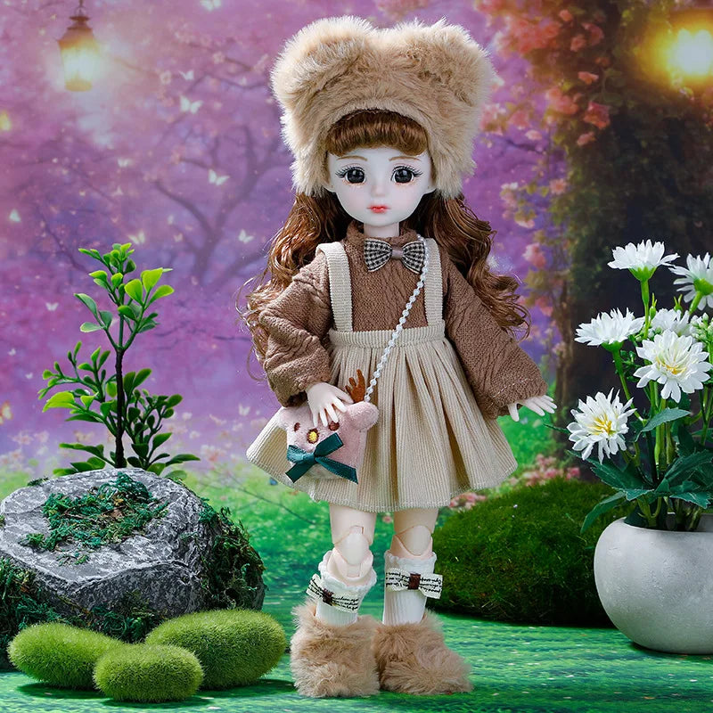 30cm BJD Dolls Princess Full Set 1/6 Anime BJD With Clothes 23 Joint Movable Body Dress