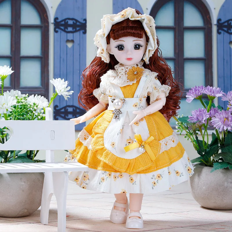 30cm BJD Dolls Princess Full Set 1/6 Anime BJD With Clothes 23 Joint Movable Body Dress