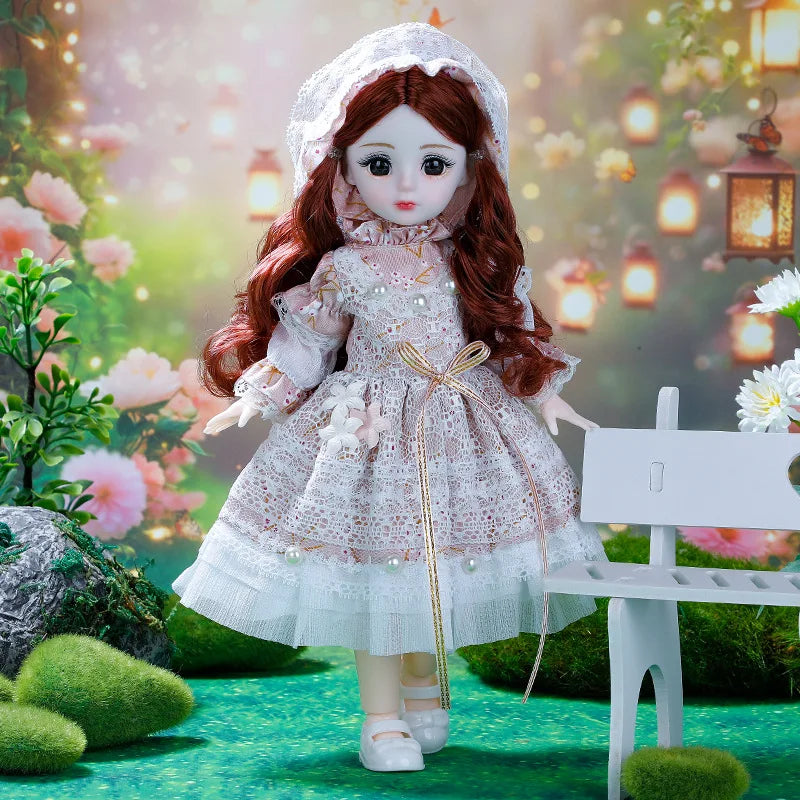 30cm BJD Dolls Princess Full Set 1/6 Anime BJD With Clothes 23 Joint Movable Body Dress