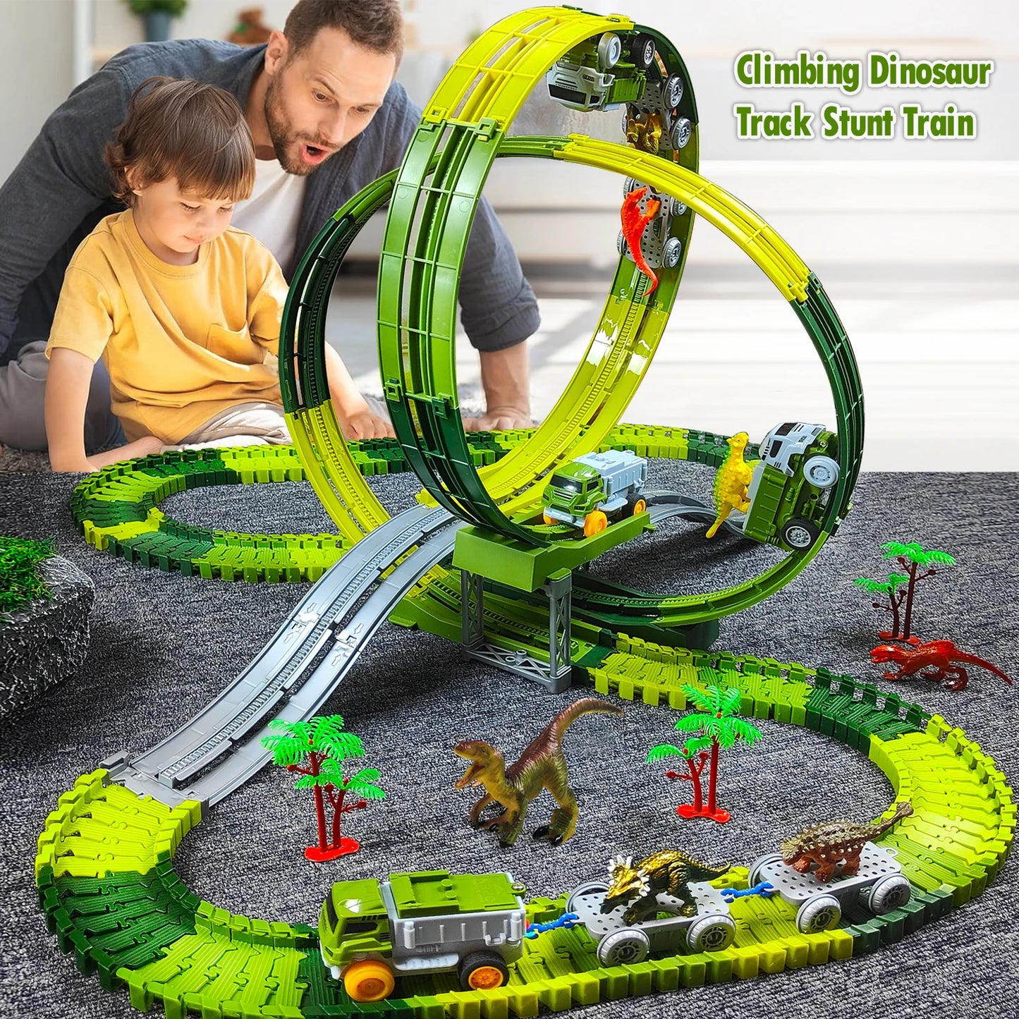Children Electric Track Toy Car Dinosaur Car Kids Educational Toys Track Car Train Toys for Children