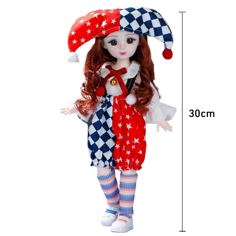 30cm BJD Dolls Princess Full Set 1/6 Anime BJD With Clothes 23 Joint Movable Body Dress
