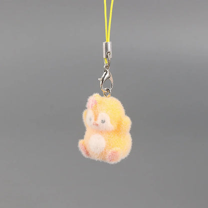 Flocking Animal Penguin Pendant Cute Keychain Keyring Bag Earphone Car Keychain Decor
