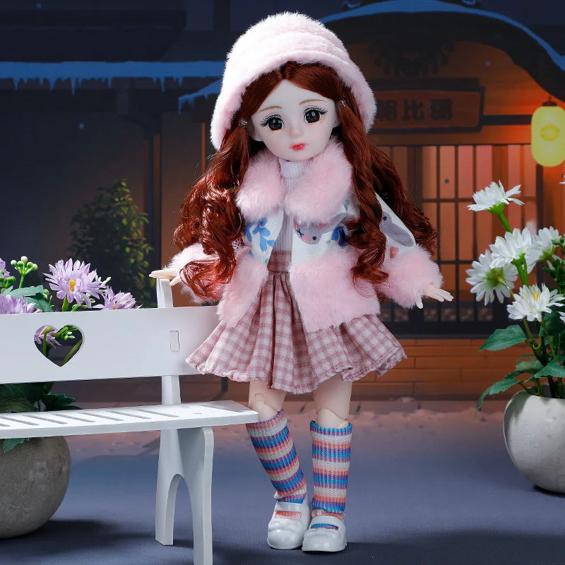 30cm BJD Dolls Princess Full Set 1/6 Anime BJD With Clothes 23 Joint Movable Body Dress