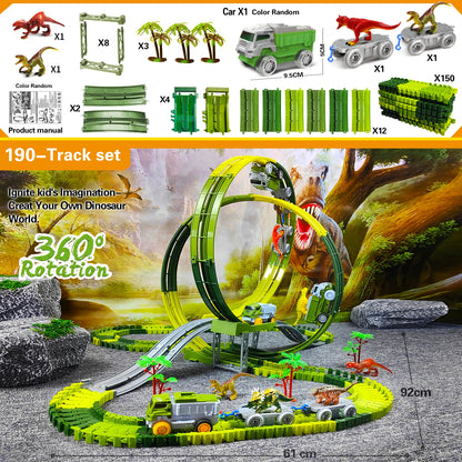 Children Electric Track Toy Car Dinosaur Car Kids Educational Toys Track Car Train Toys for Children