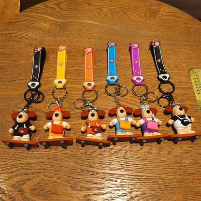 MINISO New Cute Anime Cartoon Dog 3D Keychain Men's and Women's Backpack Car Key Pendant