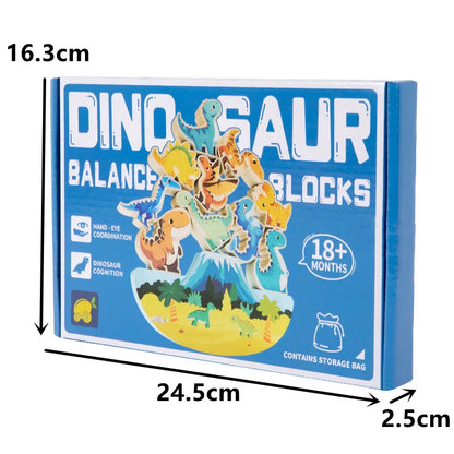 Wooden Animal Dinosaur Building Stacking High Balance Blocks Montessori Toy for Kids Cartoon Jigsaw