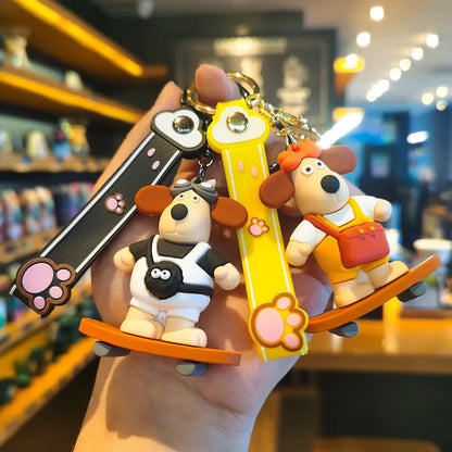 MINISO New Cute Anime Cartoon Dog 3D Keychain Men's and Women's Backpack Car Key Pendant