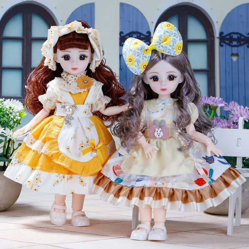 30cm BJD Dolls Princess Full Set 1/6 Anime BJD With Clothes 23 Joint Movable Body Dress