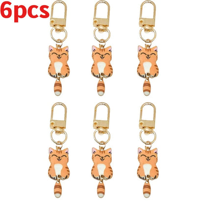 Cute Cat Cartoon Keyring Kawaii Animal Metal Key Chains Creative Keychains Fashion Bag Key