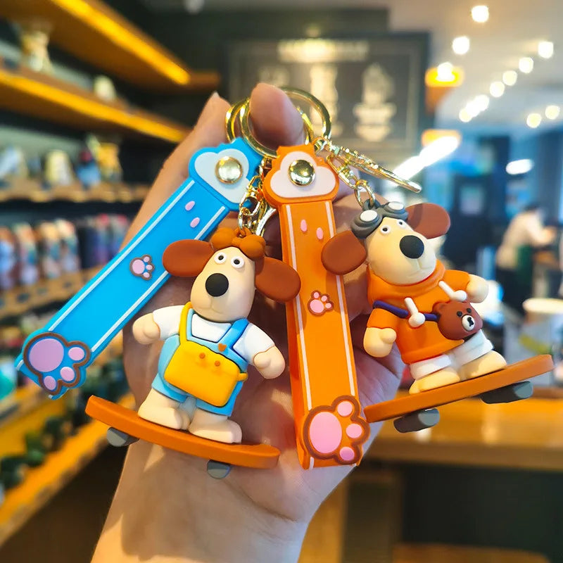 MINISO New Cute Anime Cartoon Dog 3D Keychain Men's and Women's Backpack Car Key Pendant