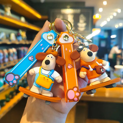 MINISO New Cute Anime Cartoon Dog 3D Keychain Men's and Women's Backpack Car Key Pendant