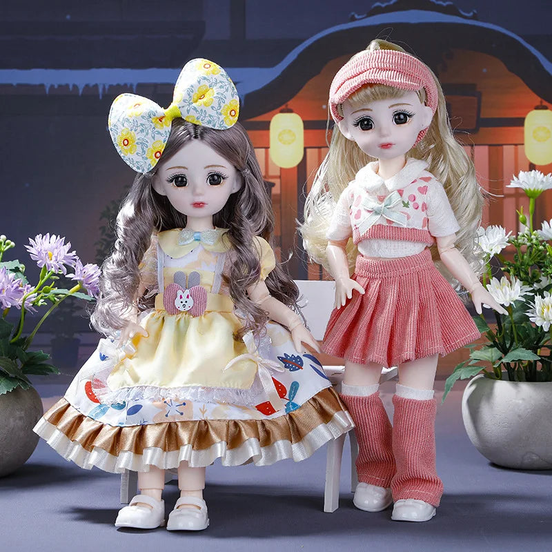 30cm BJD Dolls Princess Full Set 1/6 Anime BJD With Clothes 23 Joint Movable Body Dress