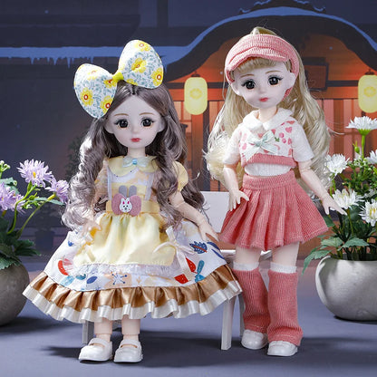 30cm BJD Dolls Princess Full Set 1/6 Anime BJD With Clothes 23 Joint Movable Body Dress