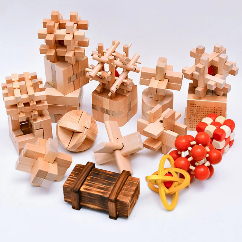 Wooden Brain Teaser Lu Ban Puzzle 3D Unlock Intelligence Games For Adults And Children