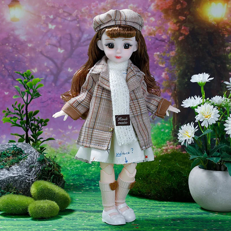 30cm BJD Dolls Princess Full Set 1/6 Anime BJD With Clothes 23 Joint Movable Body Dress