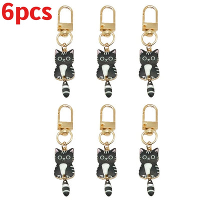 Cute Cat Cartoon Keyring Kawaii Animal Metal Key Chains Creative Keychains Fashion Bag Key