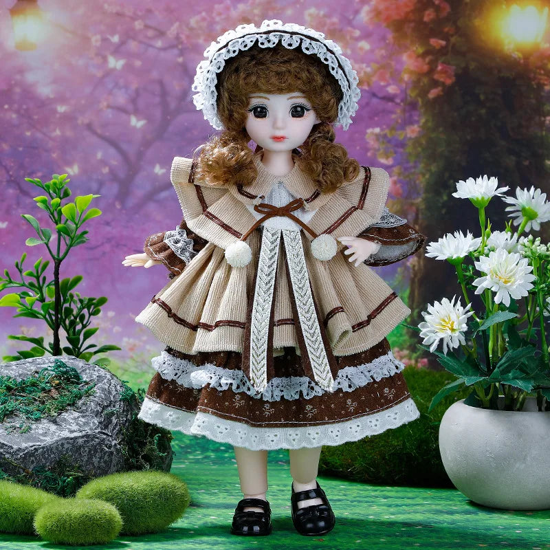 30cm BJD Dolls Princess Full Set 1/6 Anime BJD With Clothes 23 Joint Movable Body Dress