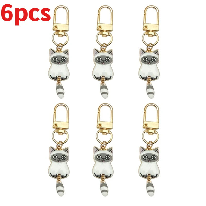 Cute Cat Cartoon Keyring Kawaii Animal Metal Key Chains Creative Keychains Fashion Bag Key