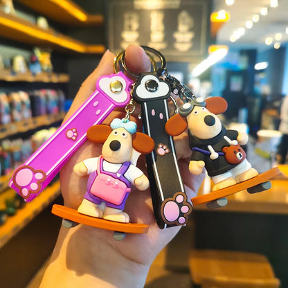 MINISO New Cute Anime Cartoon Dog 3D Keychain Men's and Women's Backpack Car Key Pendant