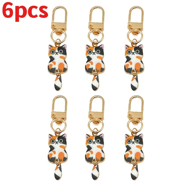 Cute Cat Cartoon Keyring Kawaii Animal Metal Key Chains Creative Keychains Fashion Bag Key