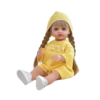 55CM 22Inch Soft Full Vinyl Body Can Stand Reborn Baby Girl Doll Toy Lifelike With 3D-painting Skin