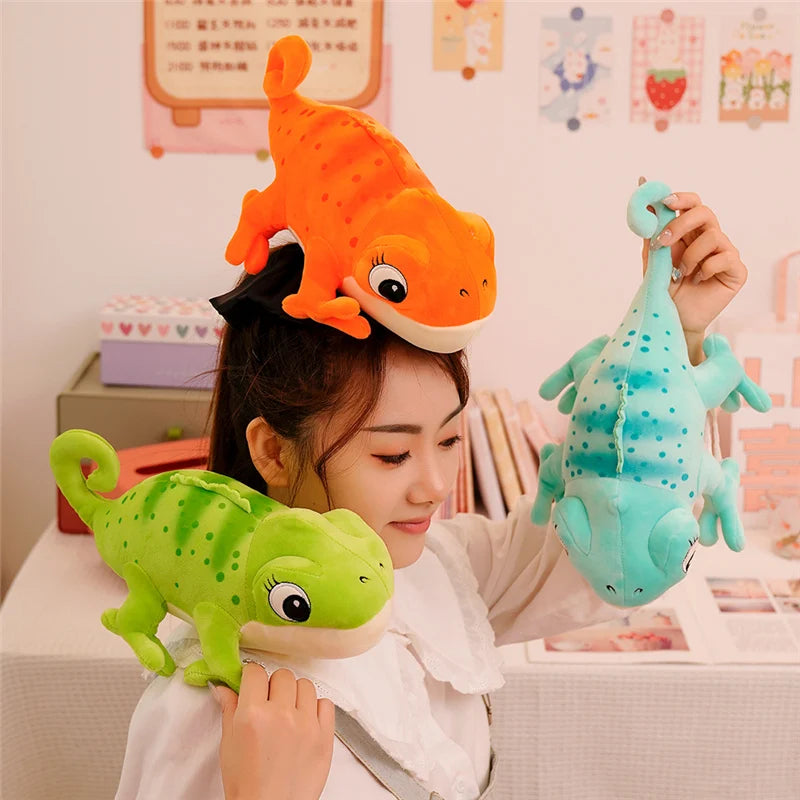 1PC 30cm Cartoon Real Like Lizard And Chameleon Plush Toys Creative Simulation Animal Reptile
