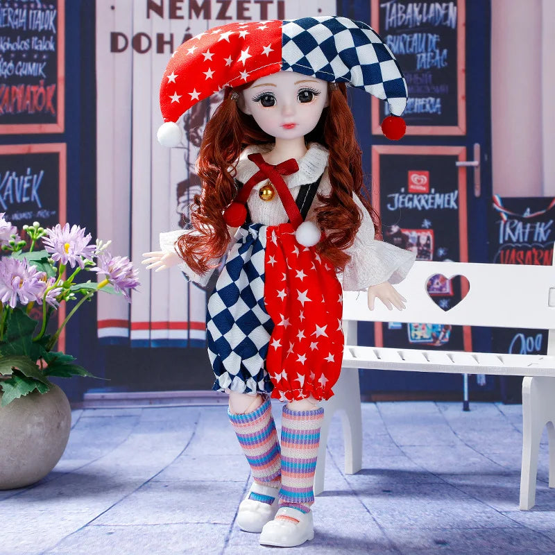 30cm BJD Dolls Princess Full Set 1/6 Anime BJD With Clothes 23 Joint Movable Body Dress
