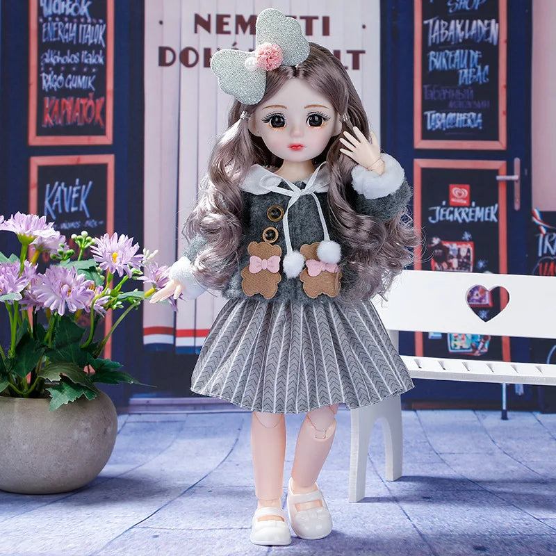 30cm BJD Dolls Princess Full Set 1/6 Anime BJD With Clothes 23 Joint Movable Body Dress