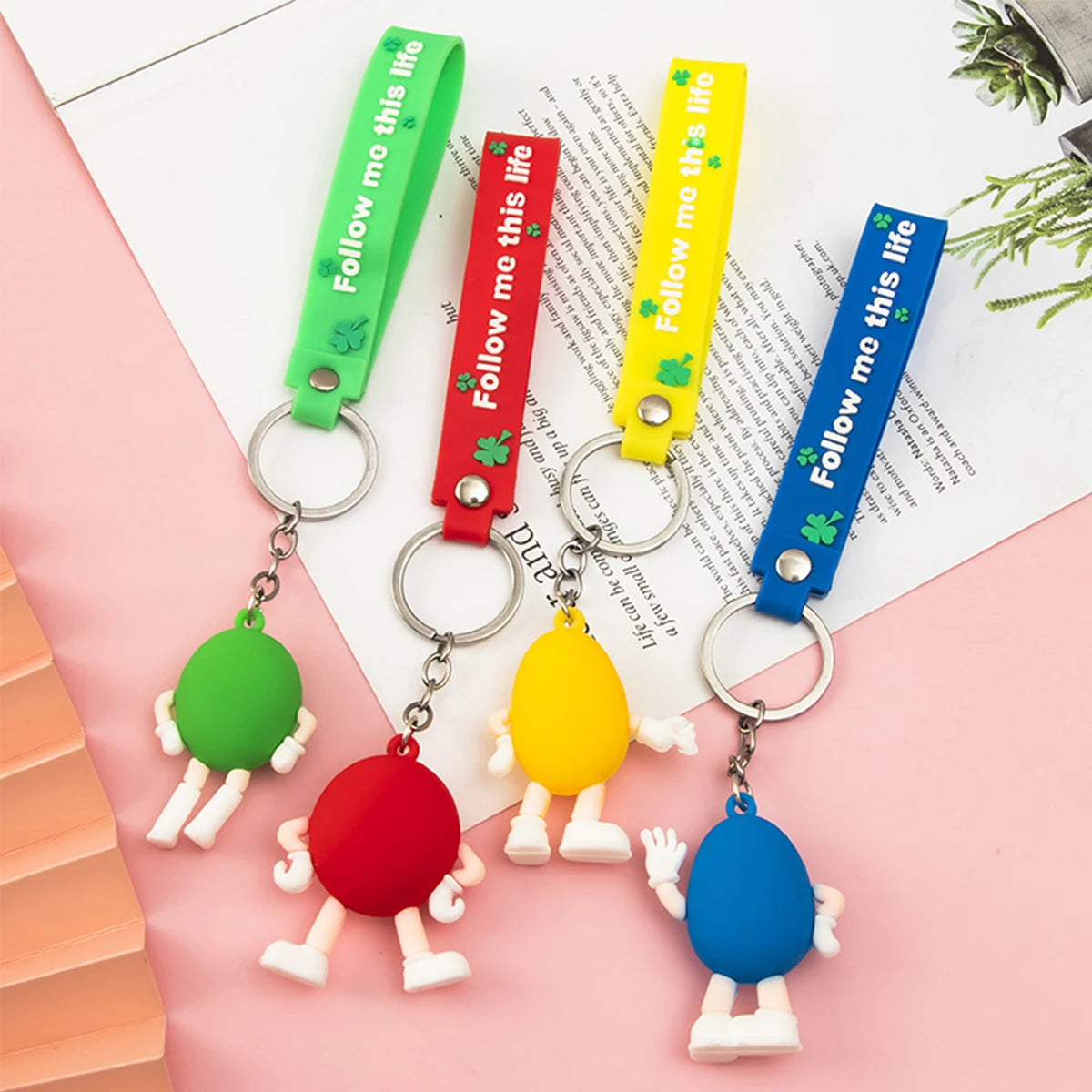 Fashion Fun Key Chains Cute M Bean Cartoon Keychain Children Surprise Birthday Gift Accessories Keyring