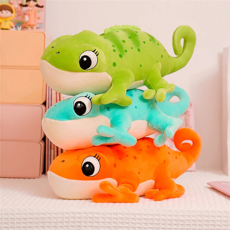 1PC 30cm Cartoon Real Like Lizard And Chameleon Plush Toys Creative Simulation Animal Reptile
