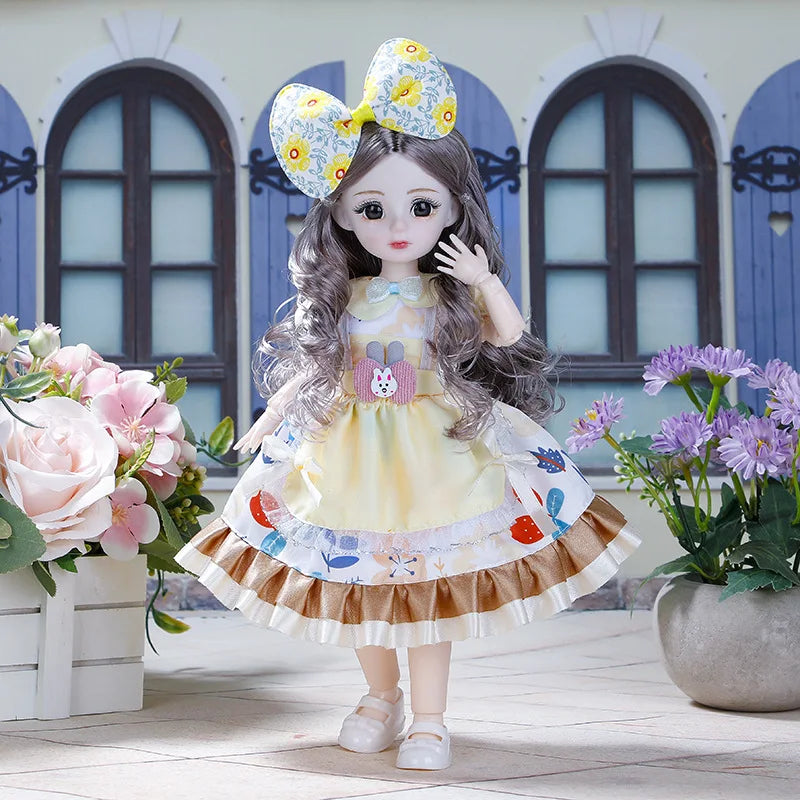 30cm BJD Dolls Princess Full Set 1/6 Anime BJD With Clothes 23 Joint Movable Body Dress