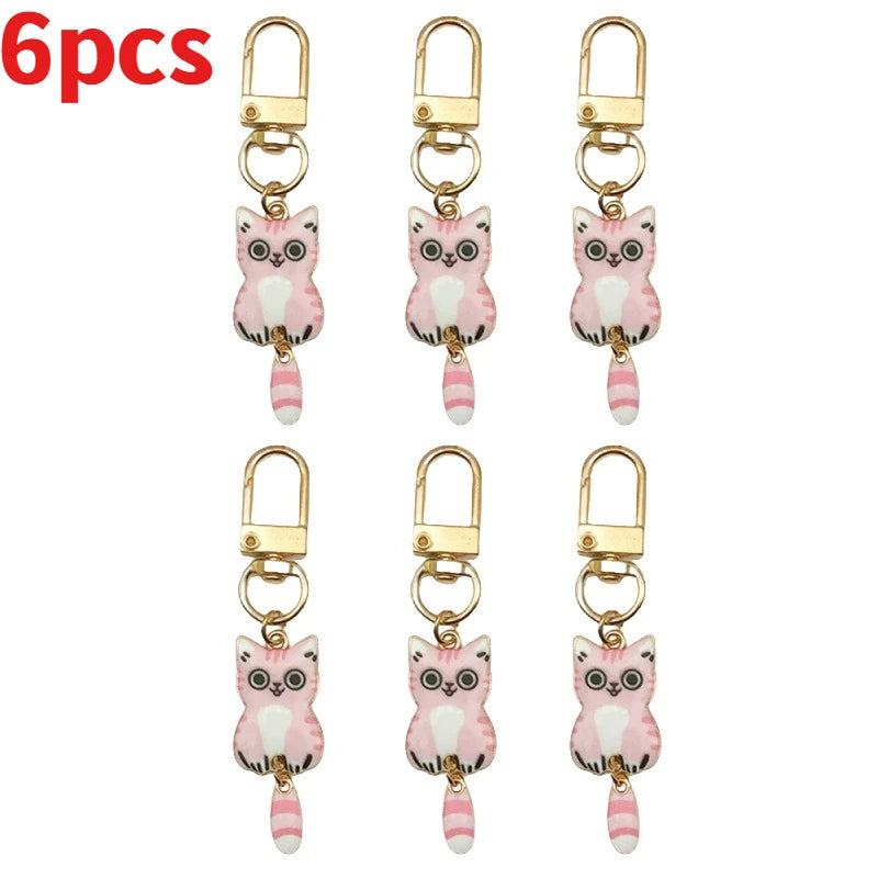 Cute Cat Cartoon Keyring Kawaii Animal Metal Key Chains Creative Keychains Fashion Bag Key