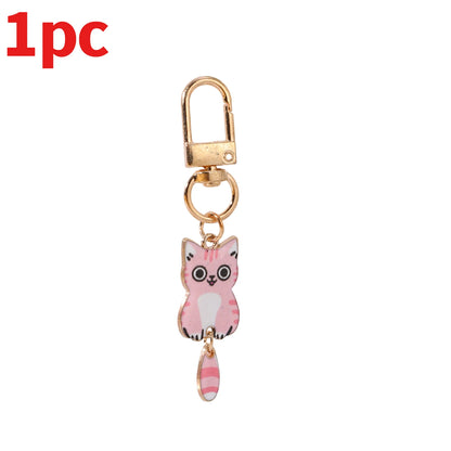 Cute Cat Cartoon Keyring Kawaii Animal Metal Key Chains Creative Keychains Fashion Bag Key