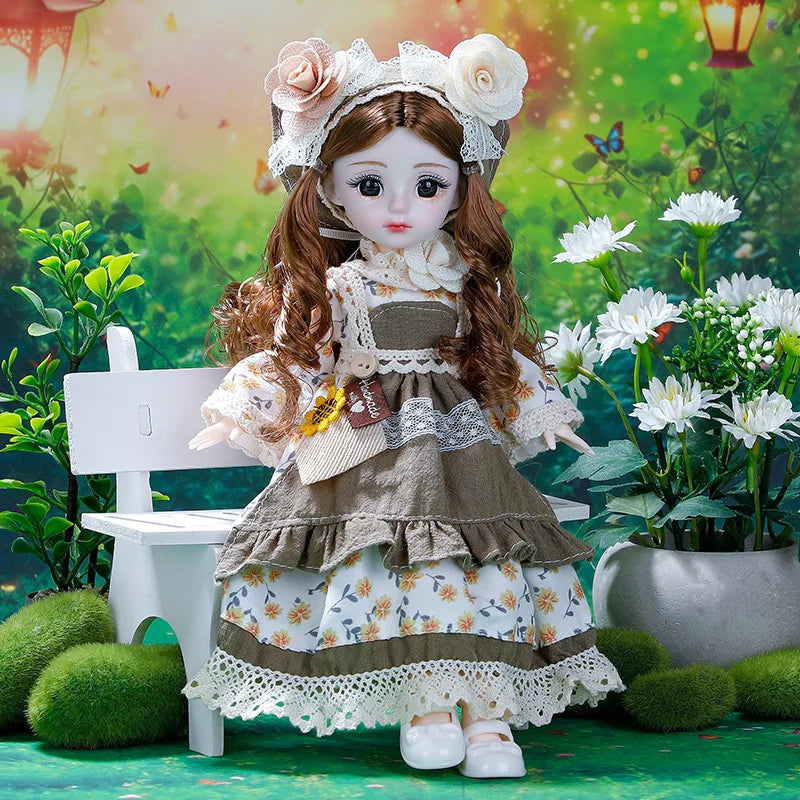 30cm BJD Dolls Princess Full Set 1/6 Anime BJD With Clothes 23 Joint Movable Body Dress