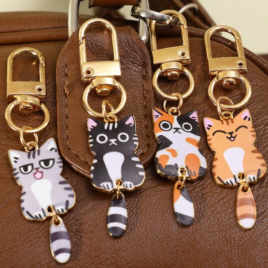 Cute Cat Cartoon Keyring Kawaii Animal Metal Key Chains Creative Keychains Fashion Bag Key