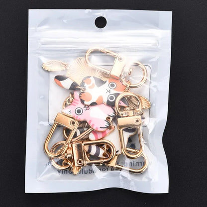 Cute Cat Cartoon Keyring Kawaii Animal Metal Key Chains Creative Keychains Fashion Bag Key