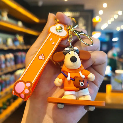 MINISO New Cute Anime Cartoon Dog 3D Keychain Men's and Women's Backpack Car Key Pendant