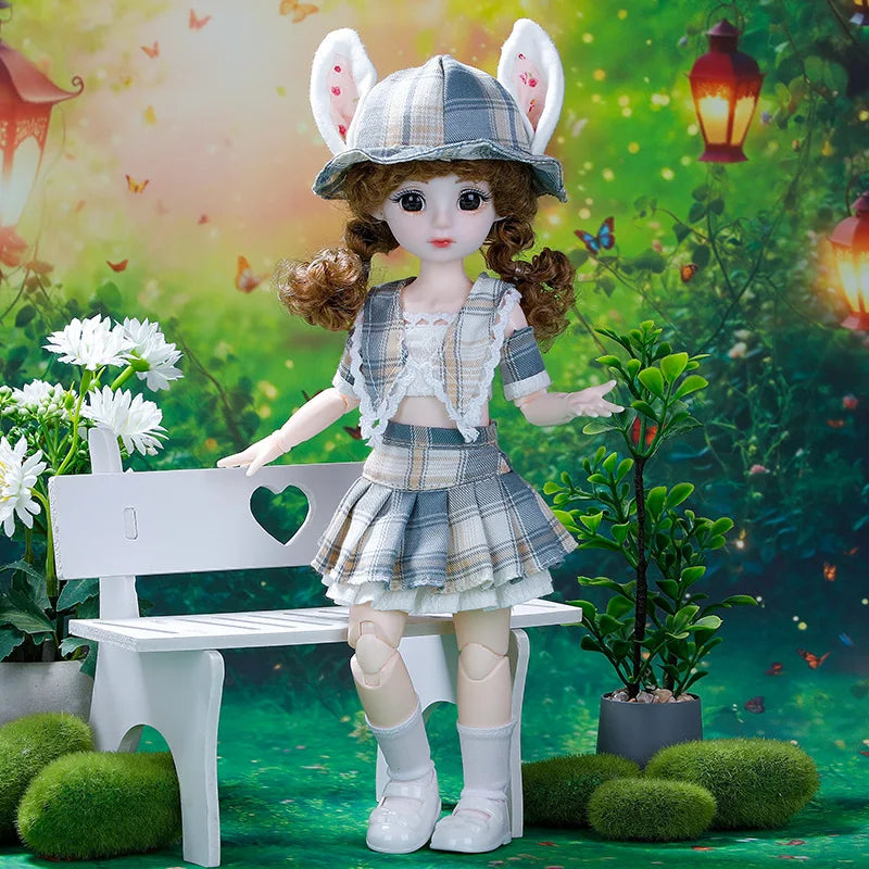 30cm BJD Dolls Princess Full Set 1/6 Anime BJD With Clothes 23 Joint Movable Body Dress