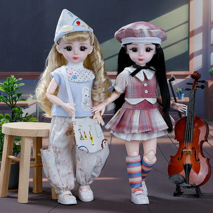 30cm BJD Dolls Princess Full Set 1/6 Anime BJD With Clothes 23 Joint Movable Body Dress