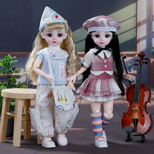 30cm BJD Dolls Princess Full Set 1/6 Anime BJD With Clothes 23 Joint Movable Body Dress