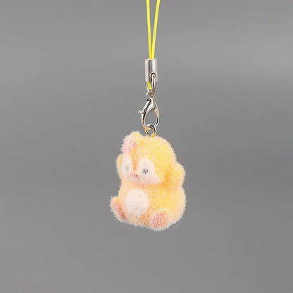Flocking Animal Penguin Pendant Cute Keychain Keyring Bag Earphone Car Keychain Decor