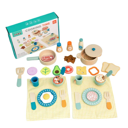 Wooden children's simulation kitchen toys, early education educational toys, Cookware Pot Pan