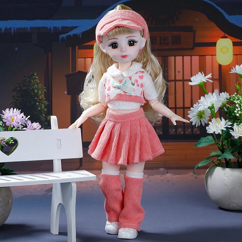 30cm BJD Dolls Princess Full Set 1/6 Anime BJD With Clothes 23 Joint Movable Body Dress