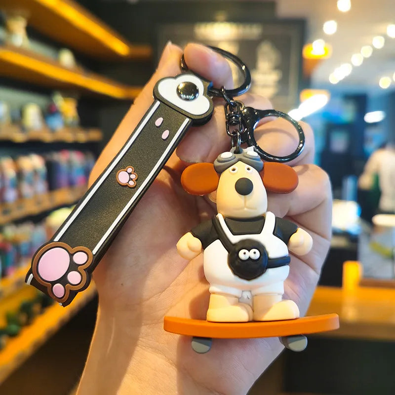 MINISO New Cute Anime Cartoon Dog 3D Keychain Men's and Women's Backpack Car Key Pendant