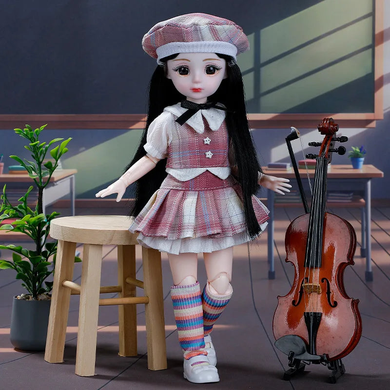 30cm BJD Dolls Princess Full Set 1/6 Anime BJD With Clothes 23 Joint Movable Body Dress