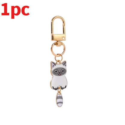 Cute Cat Cartoon Keyring Kawaii Animal Metal Key Chains Creative Keychains Fashion Bag Key