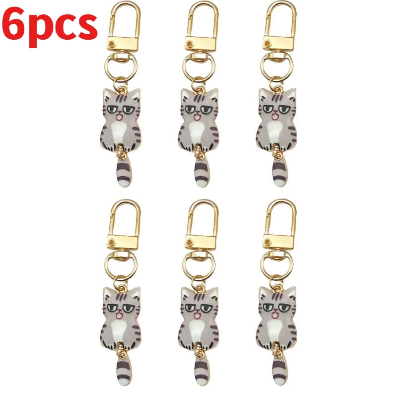 Cute Cat Cartoon Keyring Kawaii Animal Metal Key Chains Creative Keychains Fashion Bag Key