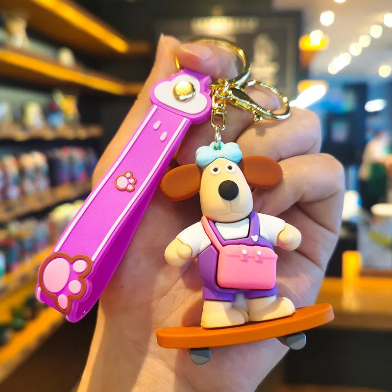 MINISO New Cute Anime Cartoon Dog 3D Keychain Men's and Women's Backpack Car Key Pendant