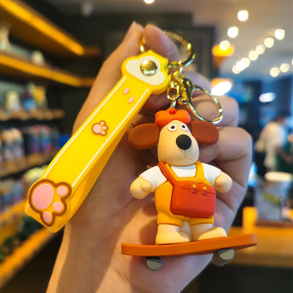 MINISO New Cute Anime Cartoon Dog 3D Keychain Men's and Women's Backpack Car Key Pendant